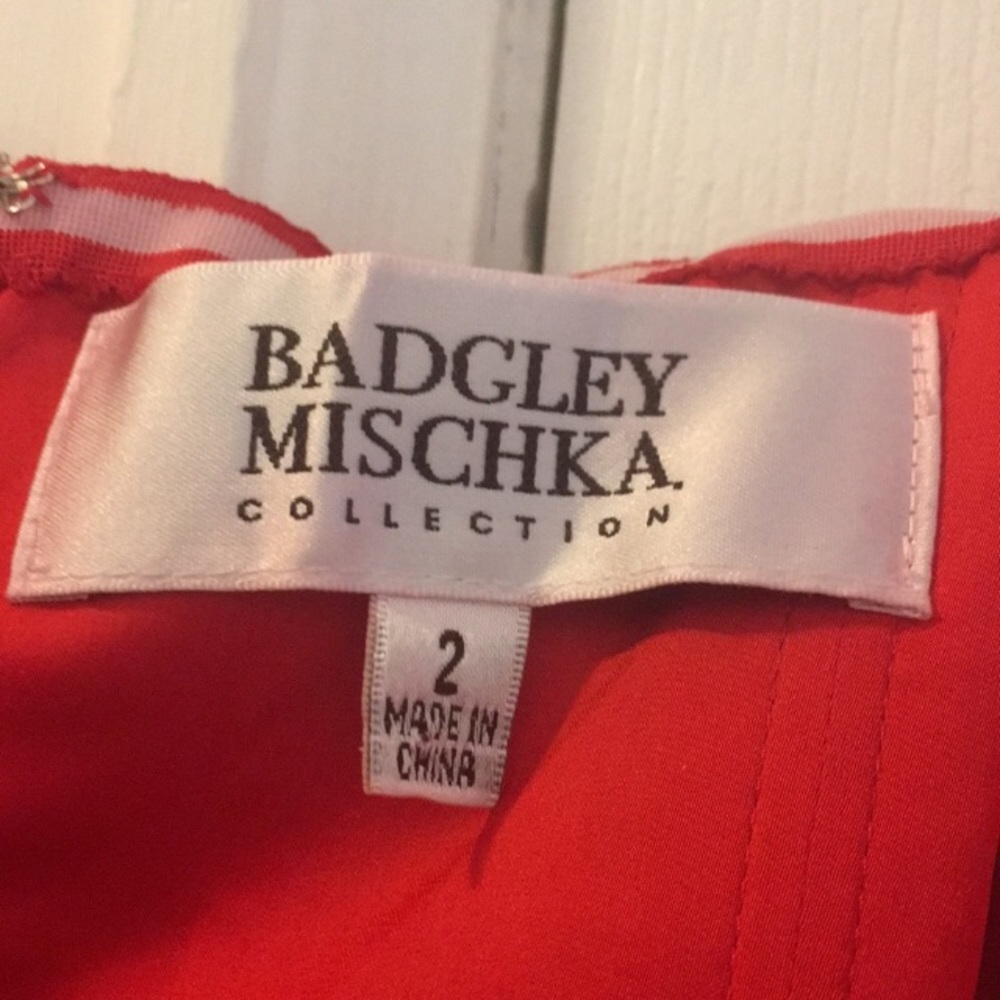 Badgley Mischka Strapless Silk Cross-Drape Gown - Picture 7 of 8